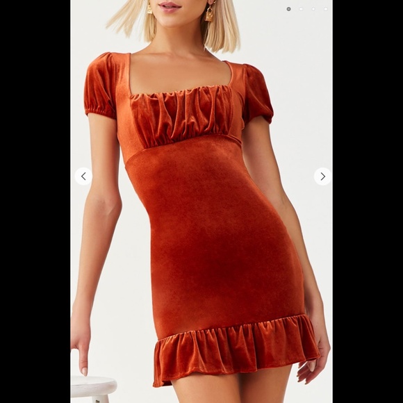 Dresses & Skirts - Velvet Gathered Bust Flounce Bodycon Dress NEW